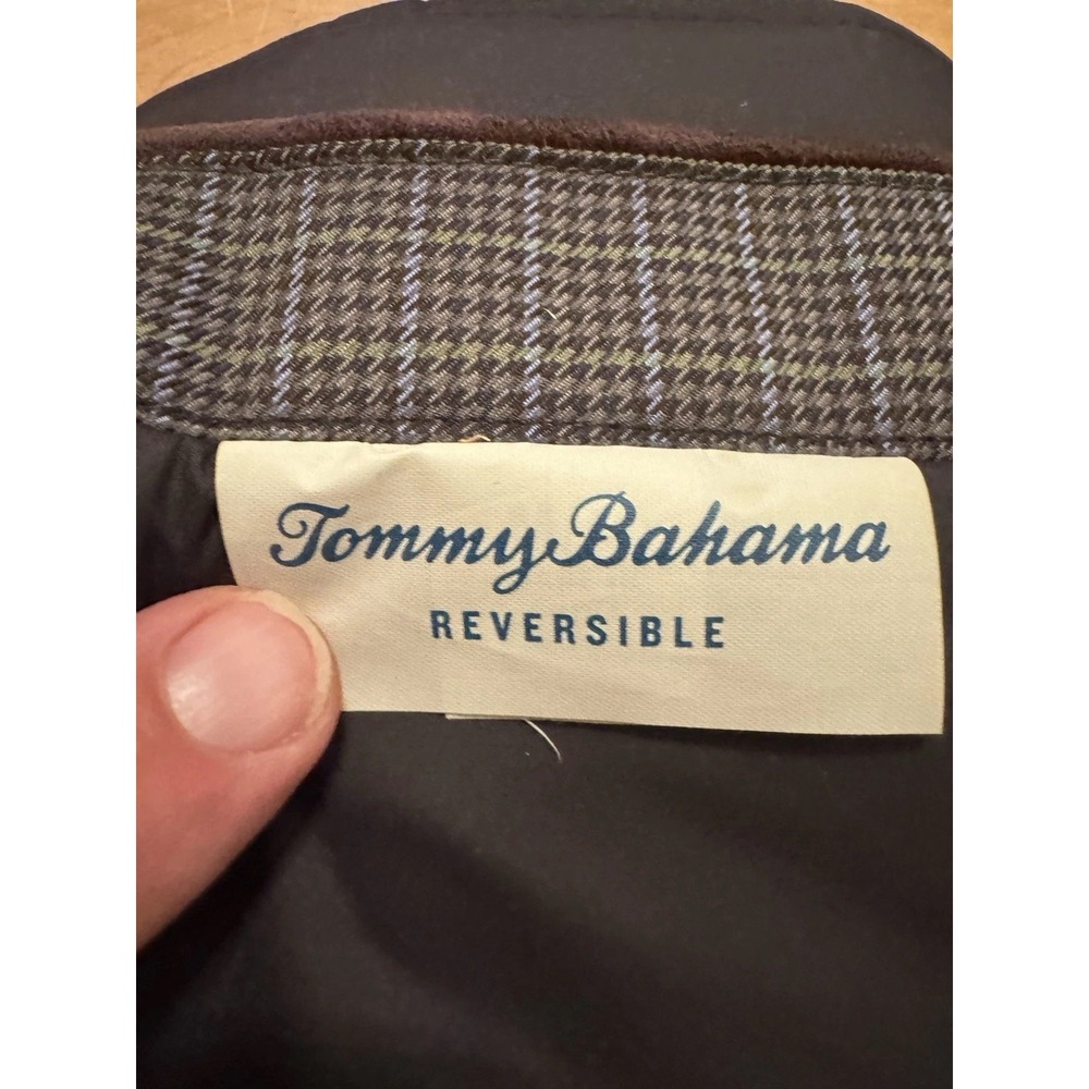 Tommy Bahama Reversible Vest Grey And Plaid Patterns Full Zip Medium - Picture 7 of 9
